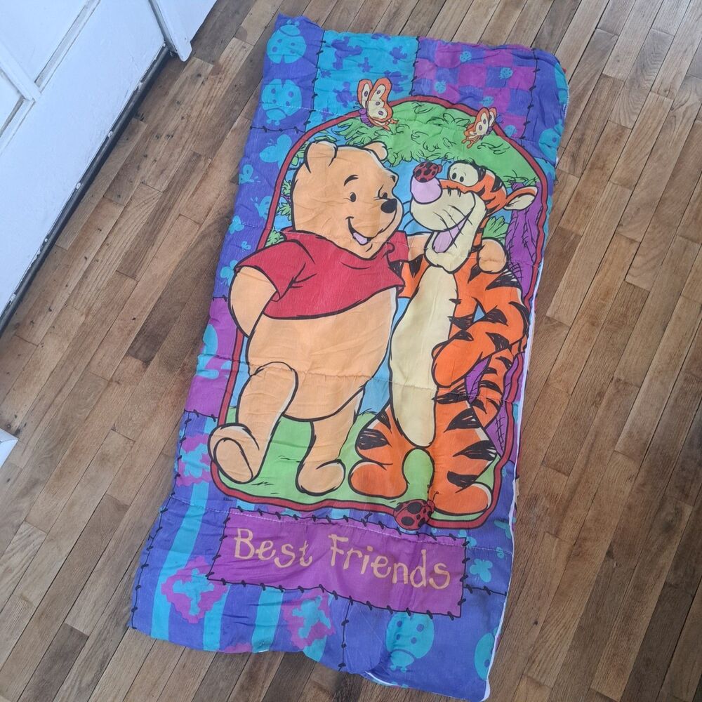 Vintage 90's Disney Winnie the Pooh Best Friends Tigger Youth Sleeping Bag Y2k